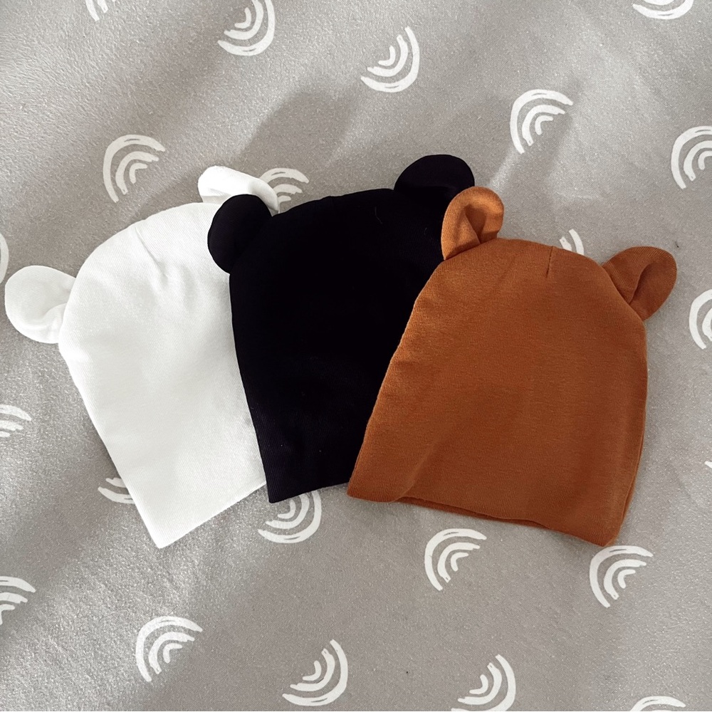 set of 3 baby hats with ears 🐻